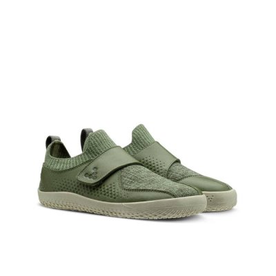 Vivobarefoot Kids' Primus Knit WMK School Shoes - Green USA [QWE176384]